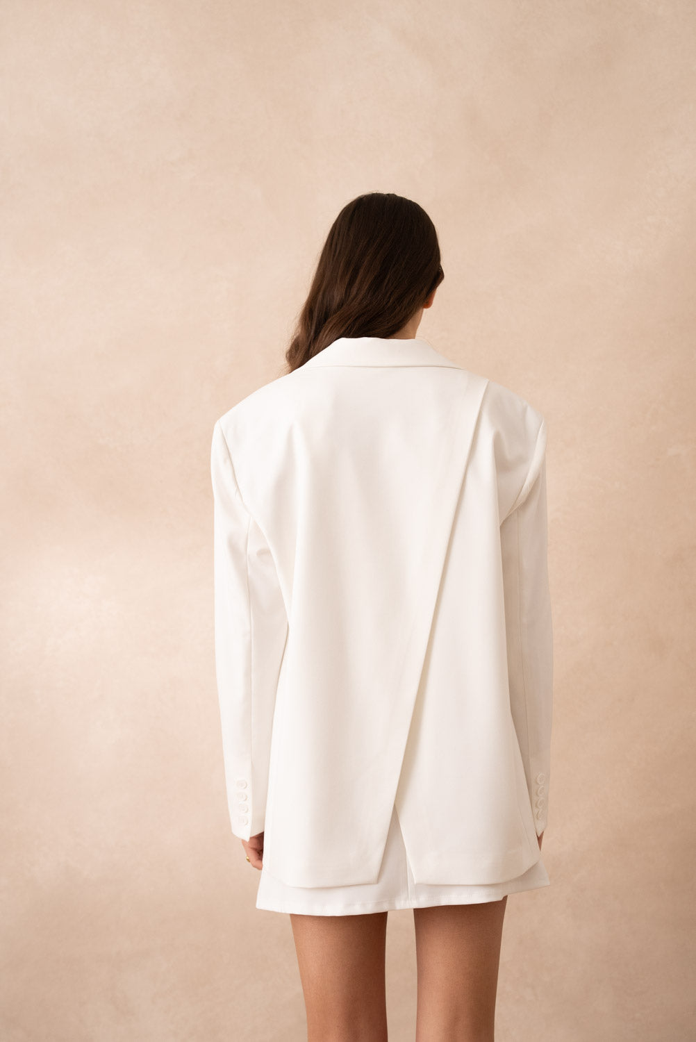 Crossover Back Oversized Blazer - White