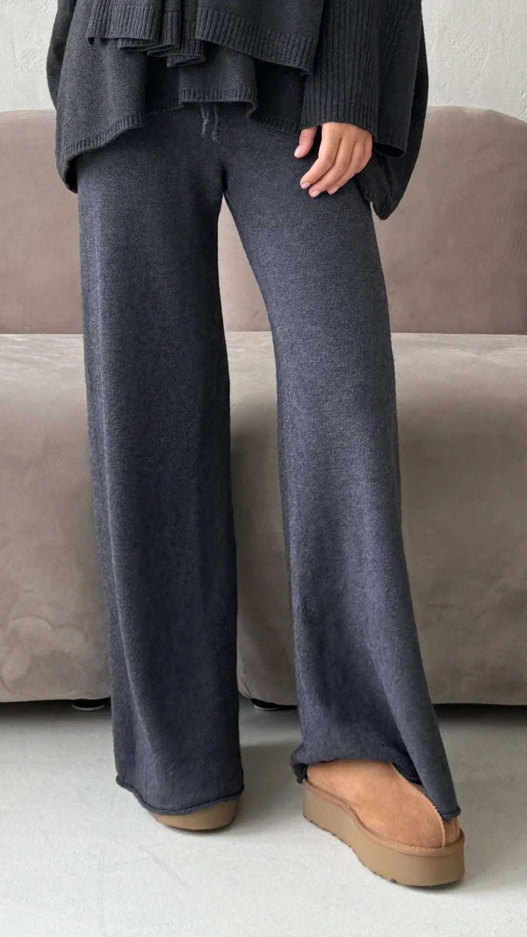 Micha Soft Knit Trousers - Anthracite Grey