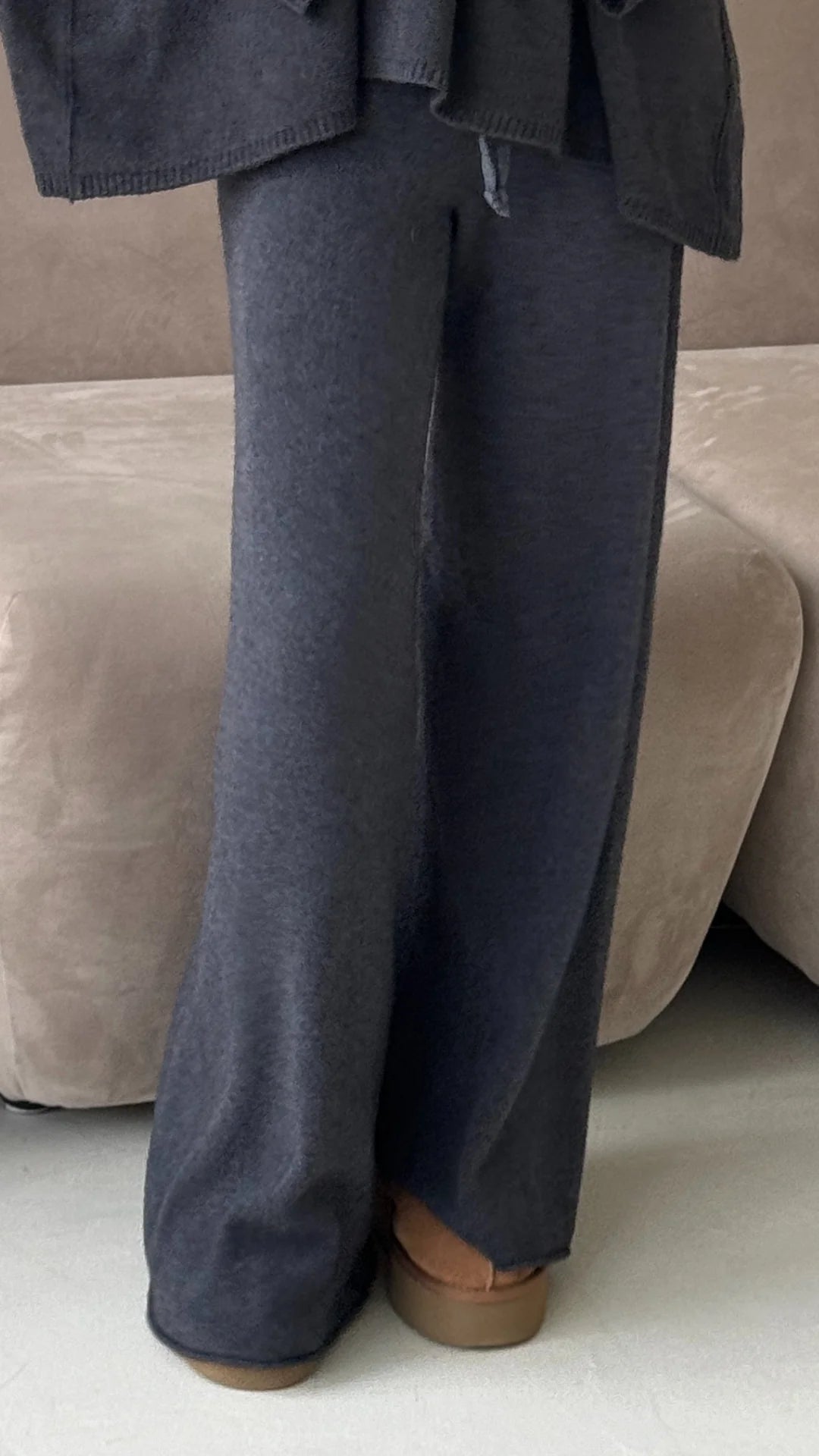 Micha Soft Knit Trousers - Anthracite Grey