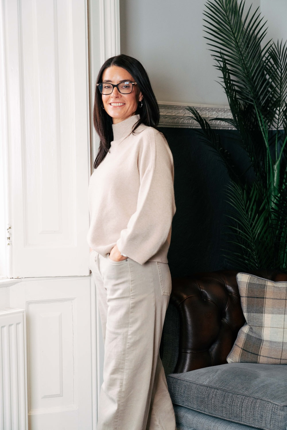 Capo Soft Wide Leg Jeans - Taupe