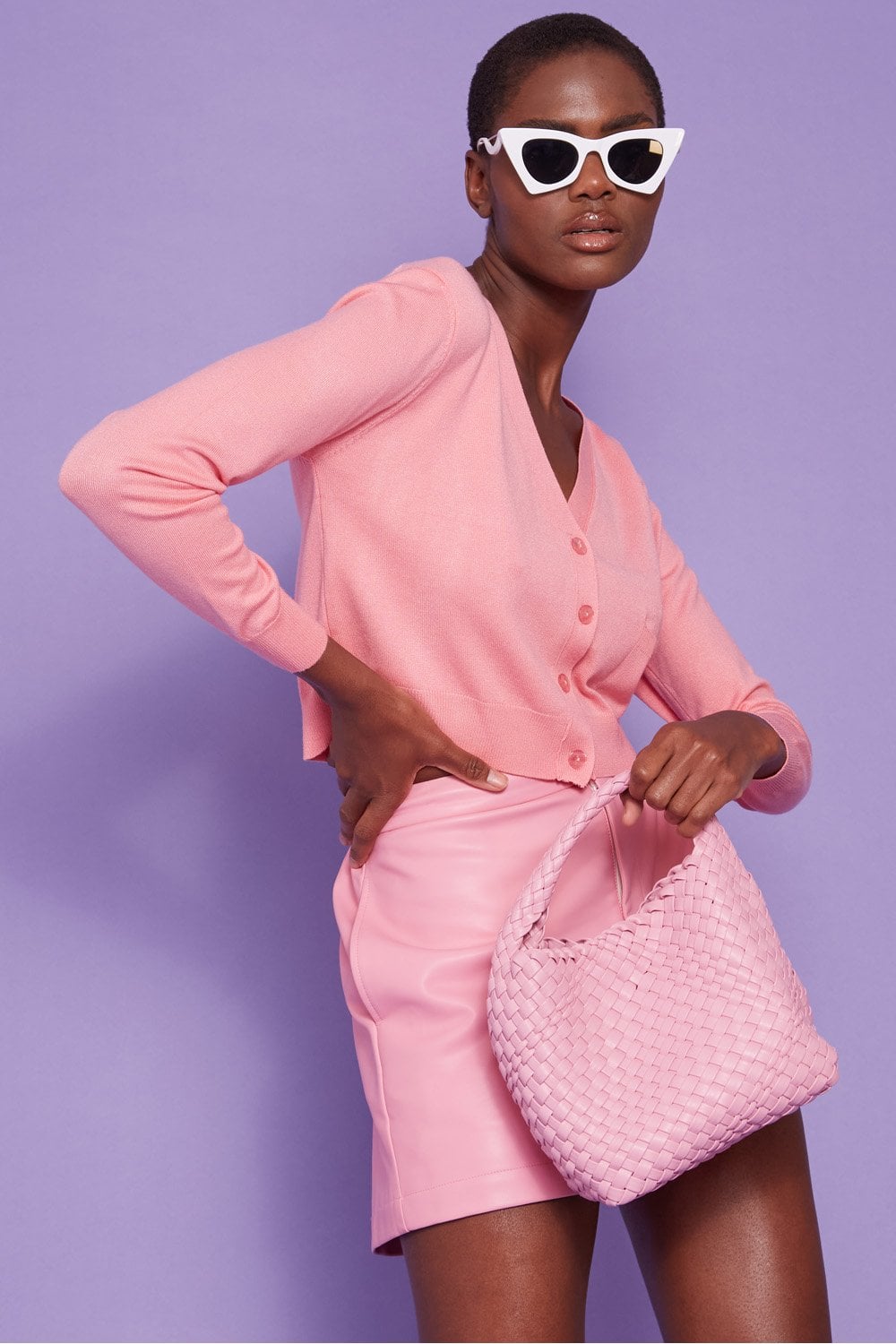 Cashmere Banana Peel Blend Cardigan - Pink