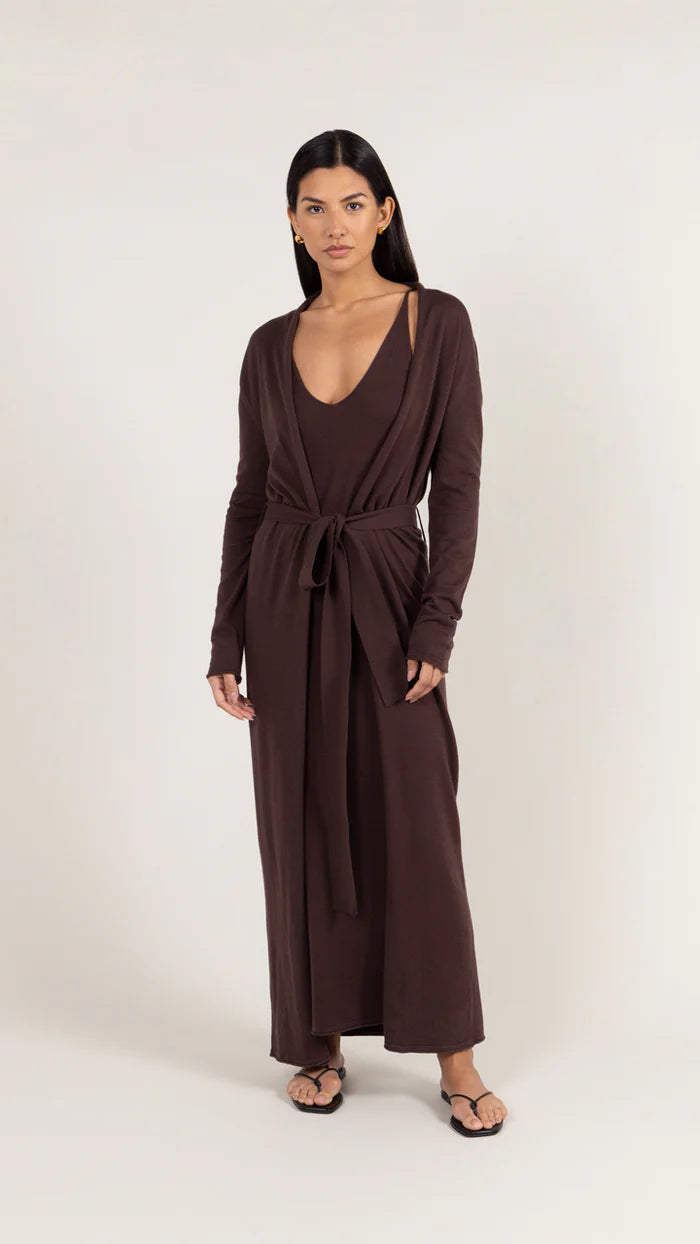 Sofia Long Line Cardigan - Dark Espresso