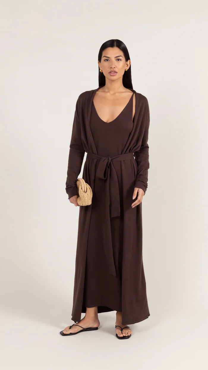 Sofia Long Line Cardigan - Dark Espresso