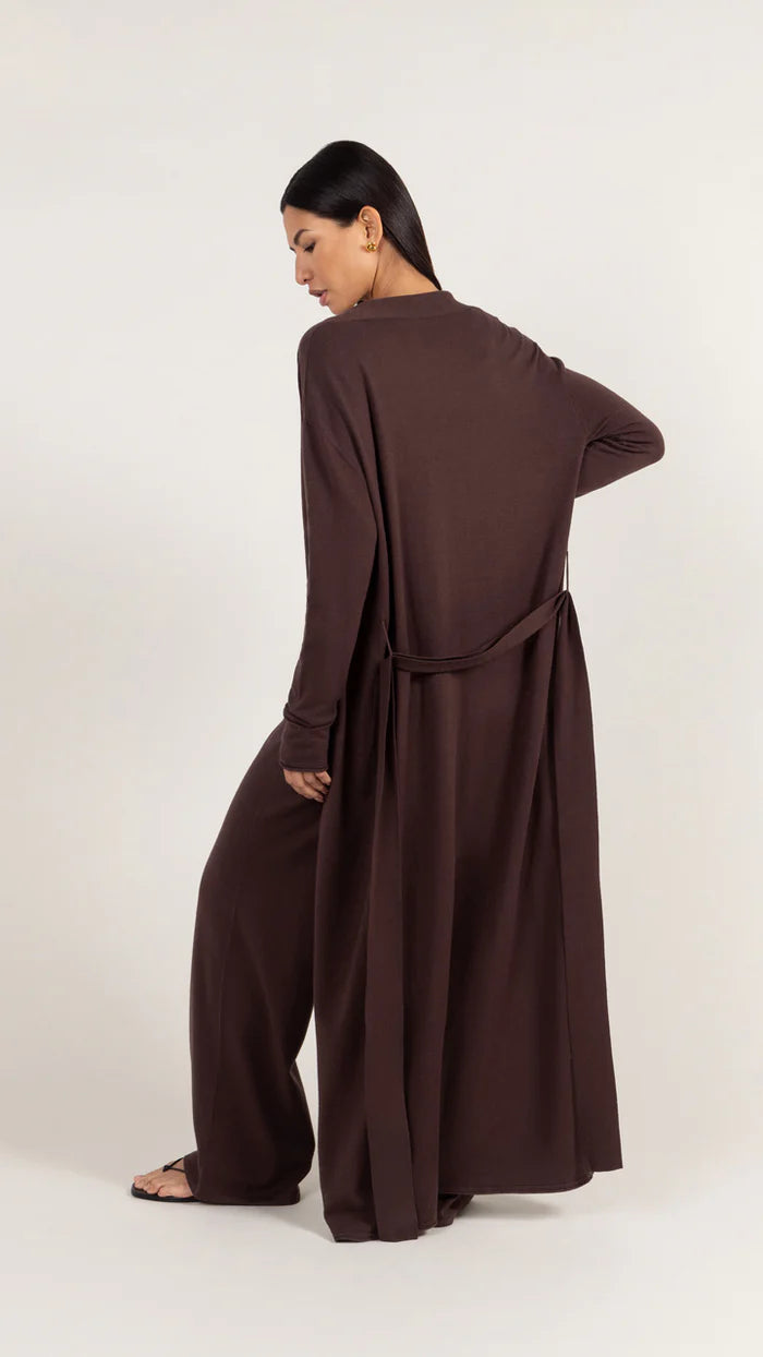 Sofia Long Line Cardigan - Dark Espresso