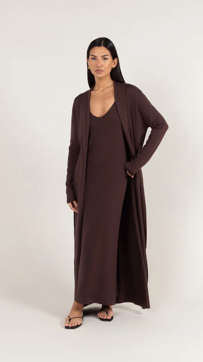 Sofia Knitted Slip Dress - Dark Espresso