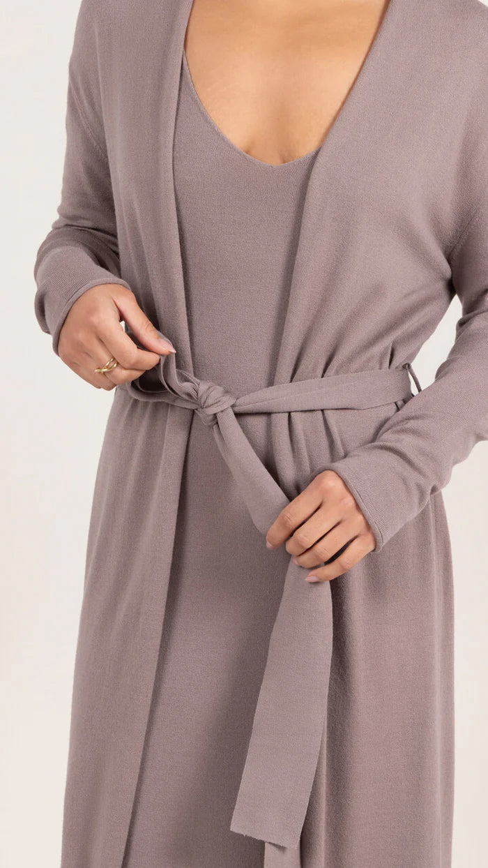 Sofia Long Line Cardigan - Mink - by Charli
