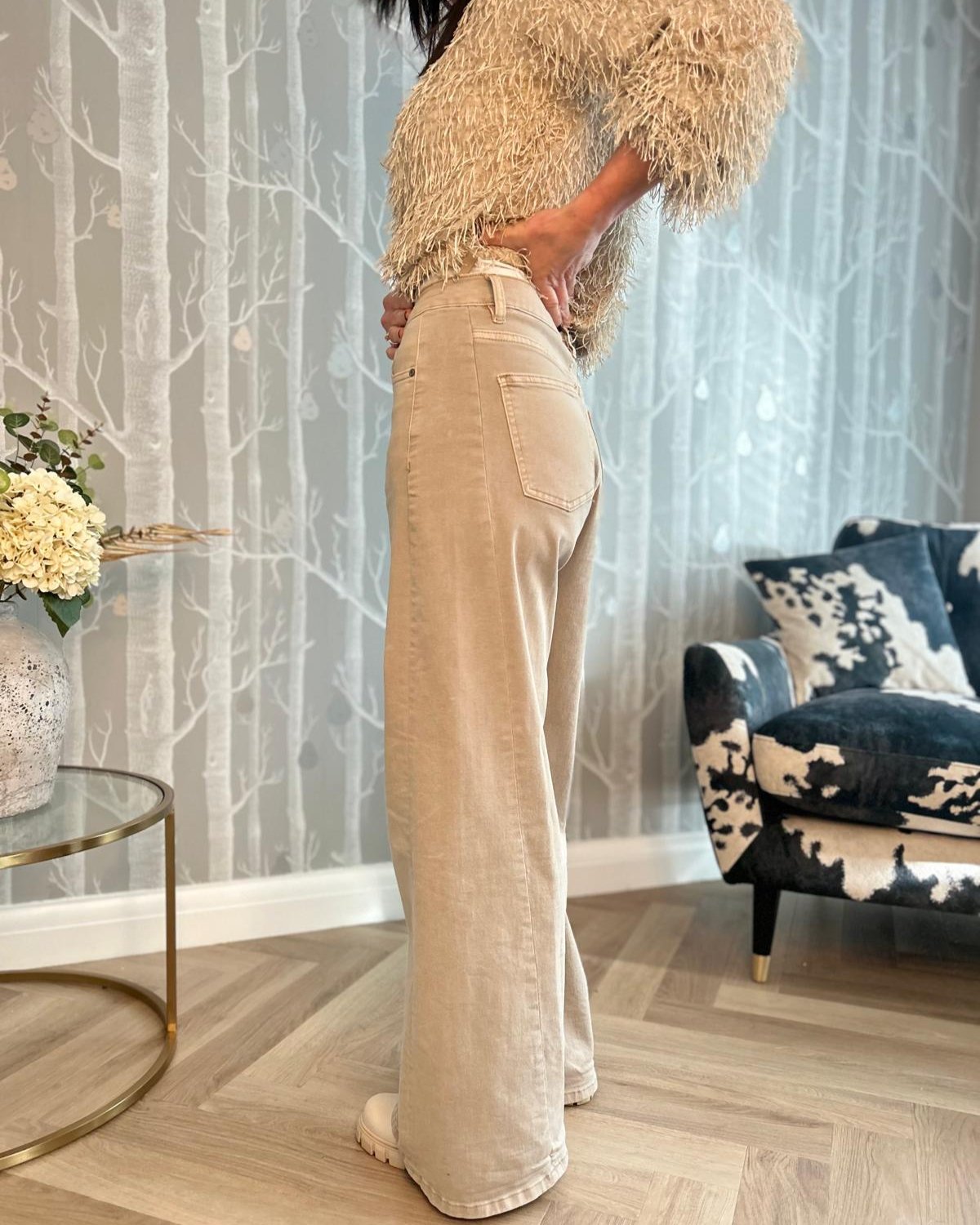 Soft Wide Leg Jeans - Mink 9