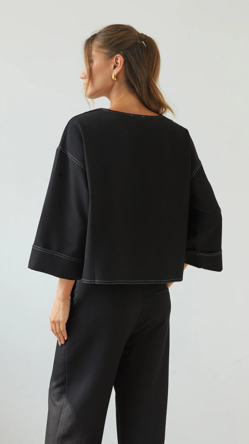 Olina V-Neck Crepe Top - by Charli