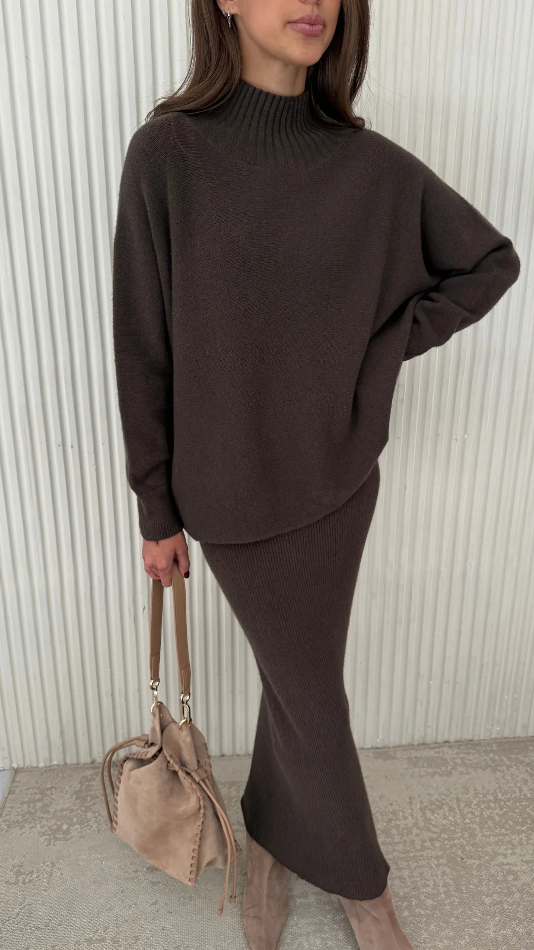 Soft Knit Midi Skirt - Dark Espresso