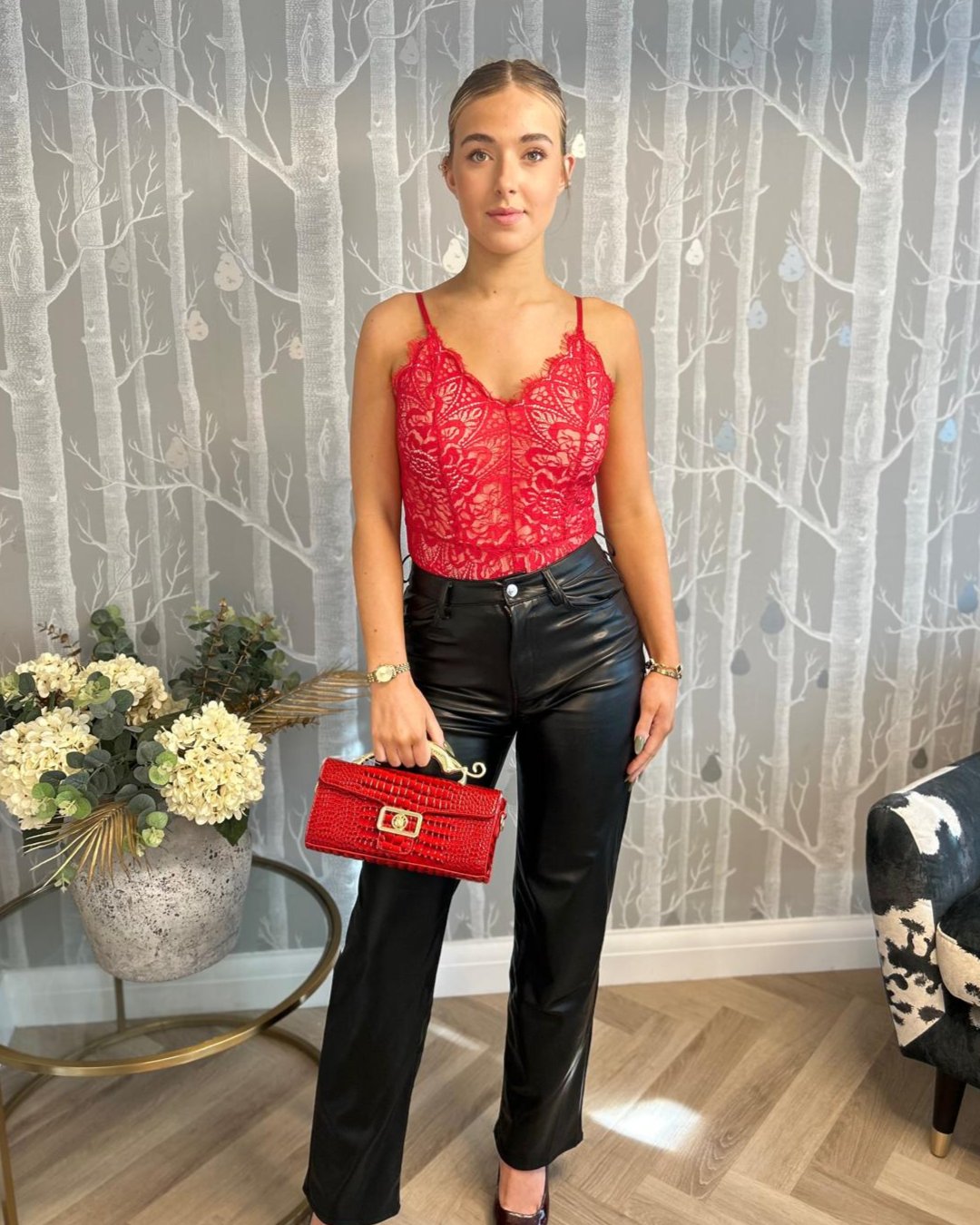 Red Lace Bodysuits