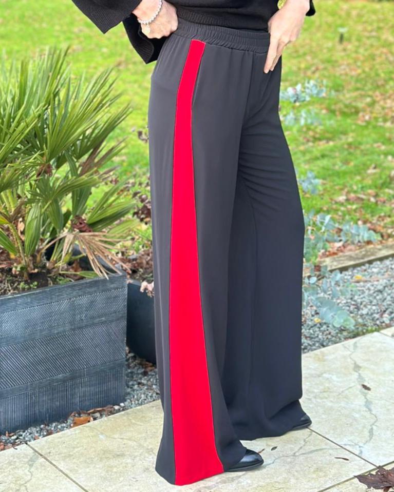 Black Trousers with Red Stripe
