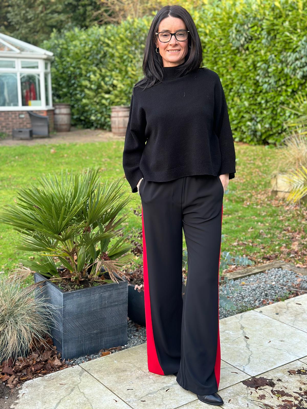 Black Trousers with Red Stripe