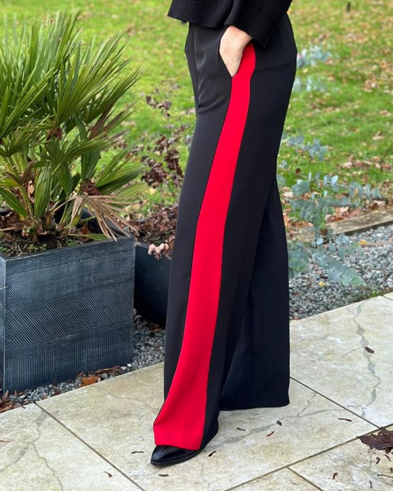 Black Trousers with Red Stripe