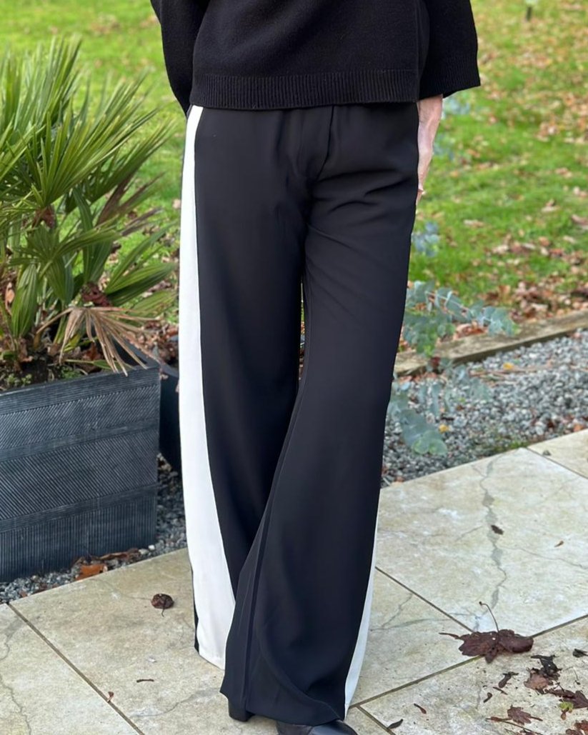 Black Trousers with White Stripe