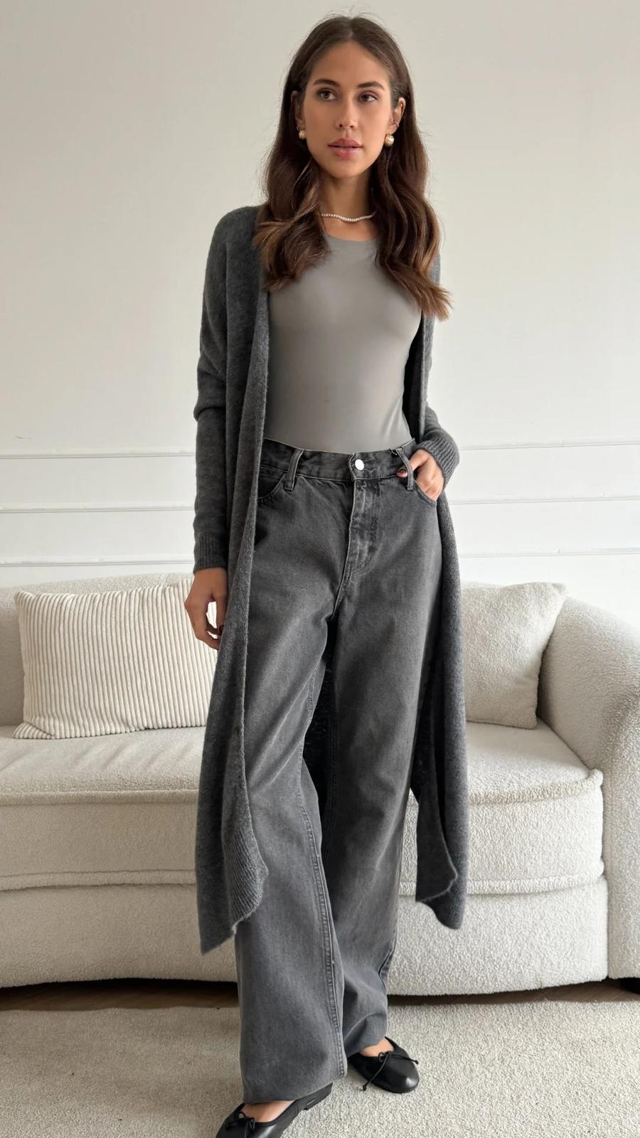 Amelia Long Cardigan - Grey