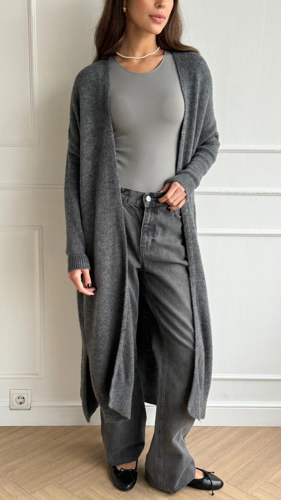 Amelia Long Cardigan - Grey