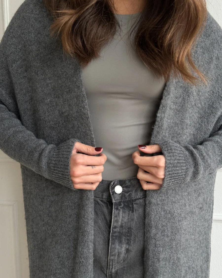 Amelia Long Cardigan - Grey