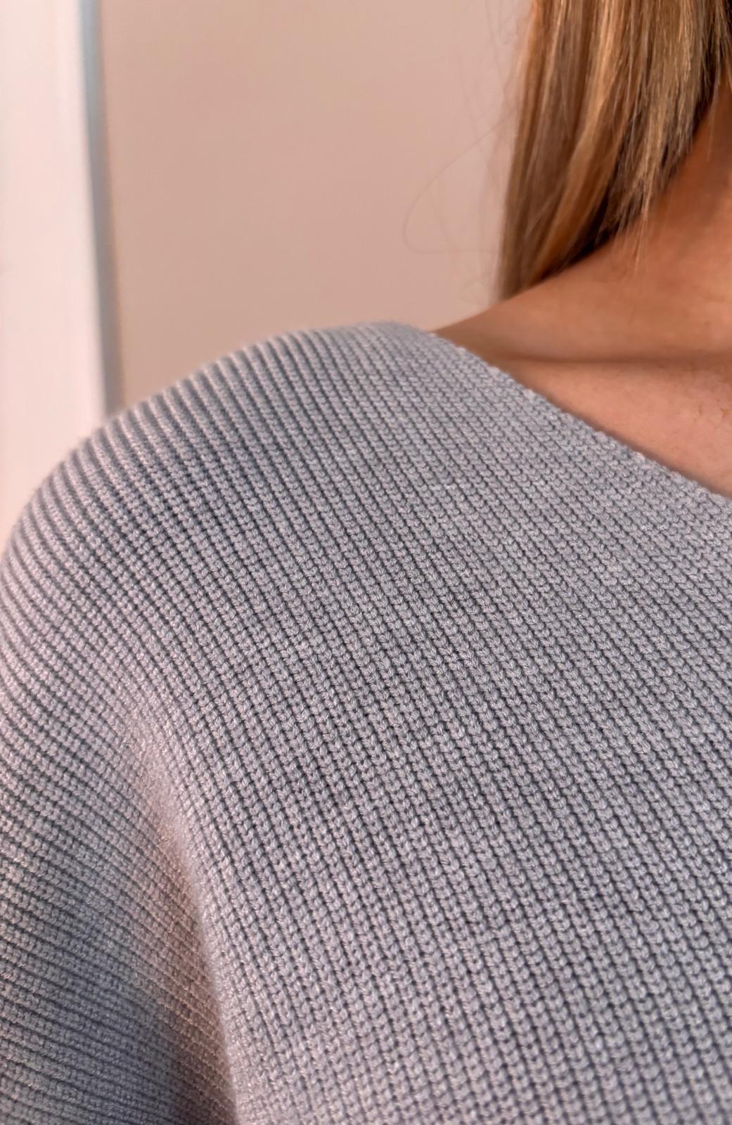 Knitted V-neck Co-Ord - Grey