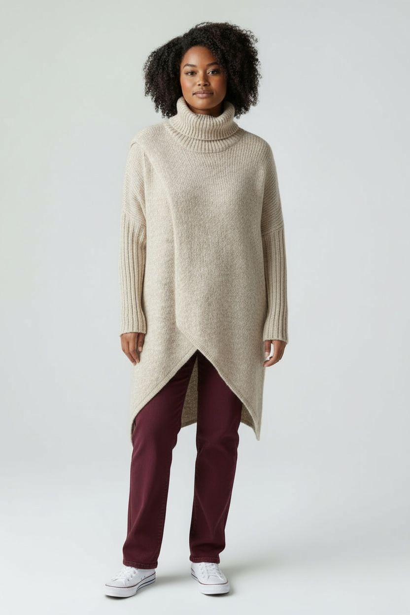 Urban Long Asymmetric High Neck Jumper
