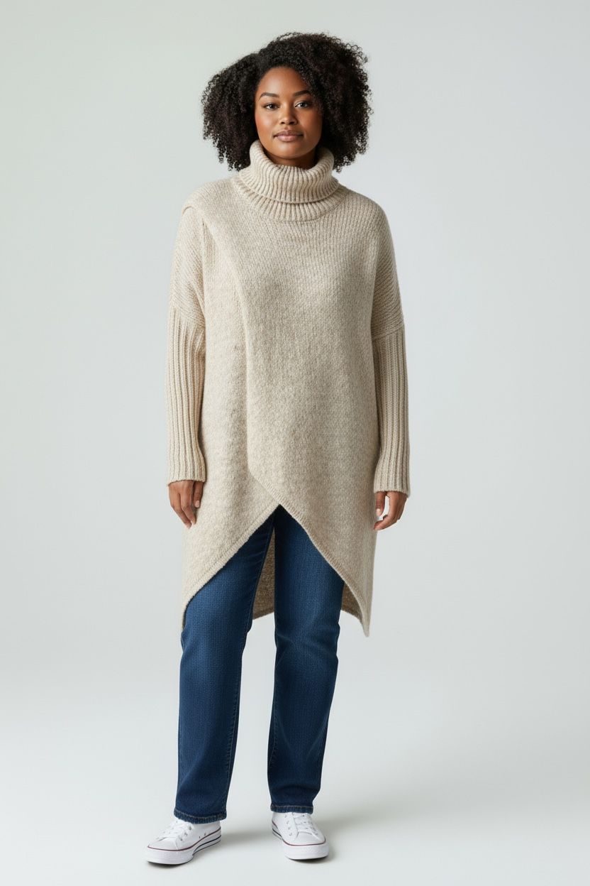 Urban Long Asymmetric High Neck Jumper