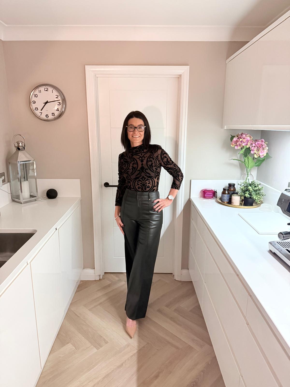 Lauren Faux Leather Wide Leg Trousers