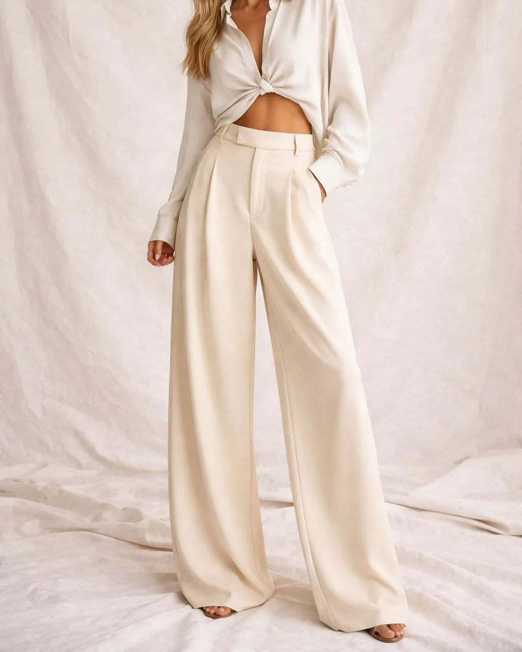 Megan High-waisted wide-leg trousers