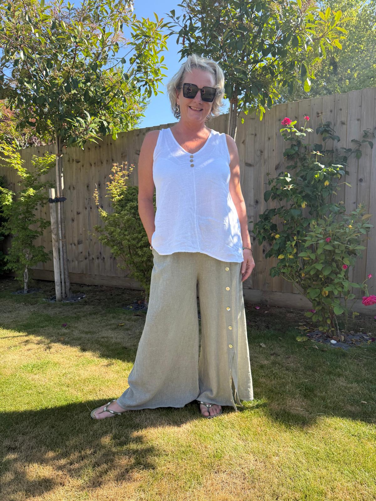 Tia Button Linen Trousers