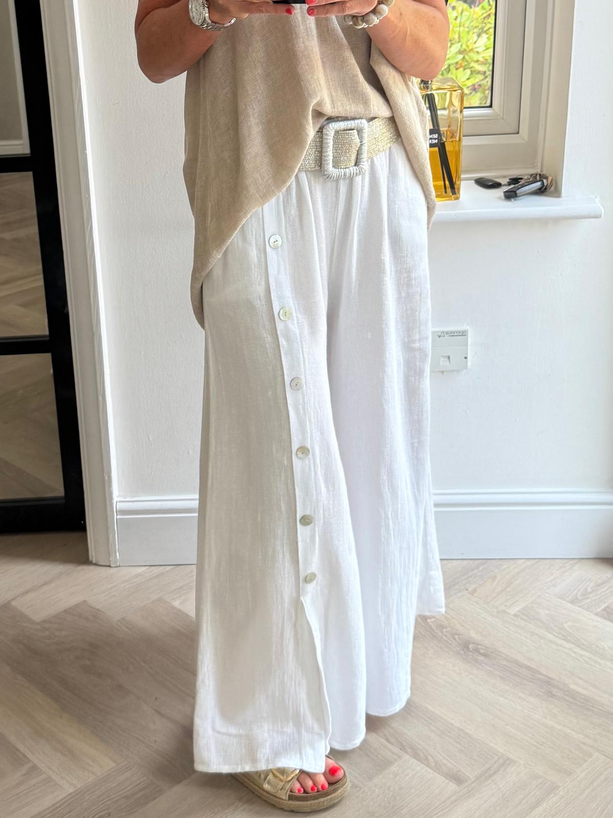 Tia Button Linen Trousers