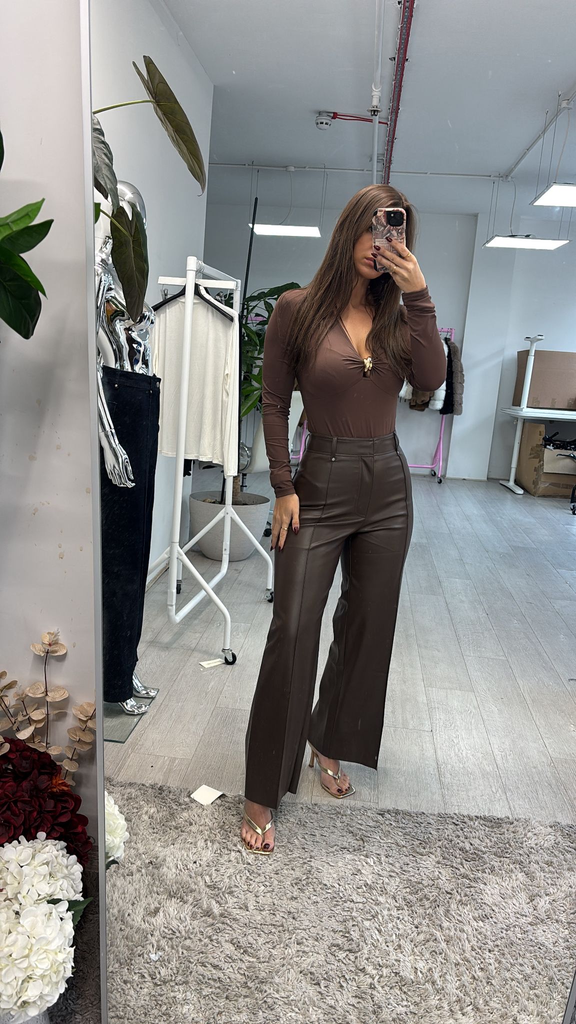 Lauren Faux Leather Wide Leg Trousers