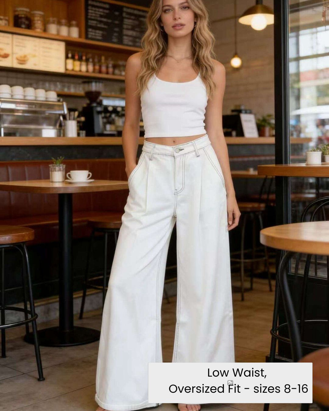 Calin Low waist Wide Leg Jeans - White