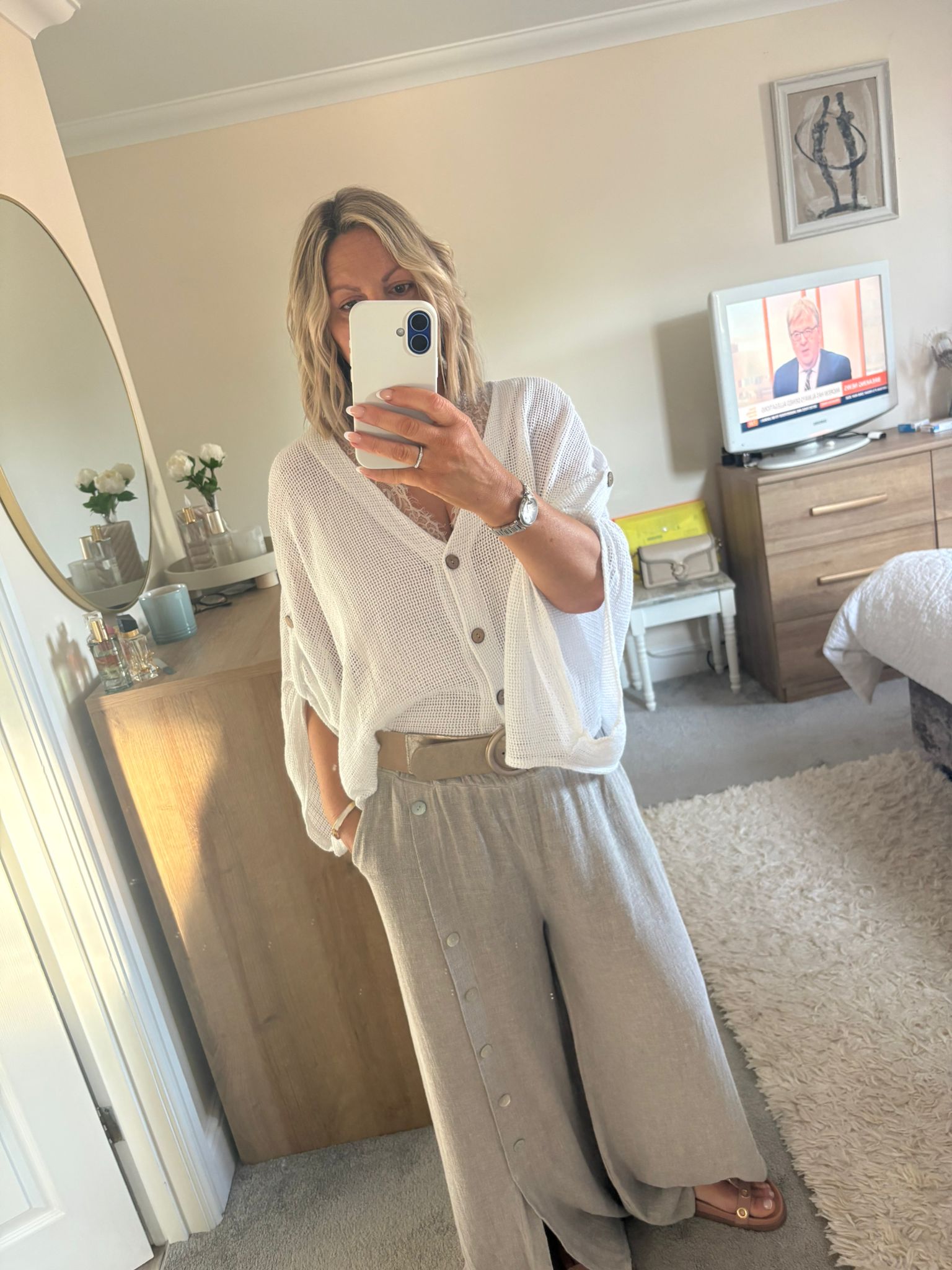 Maya MESH BUTTON CARDIGAN