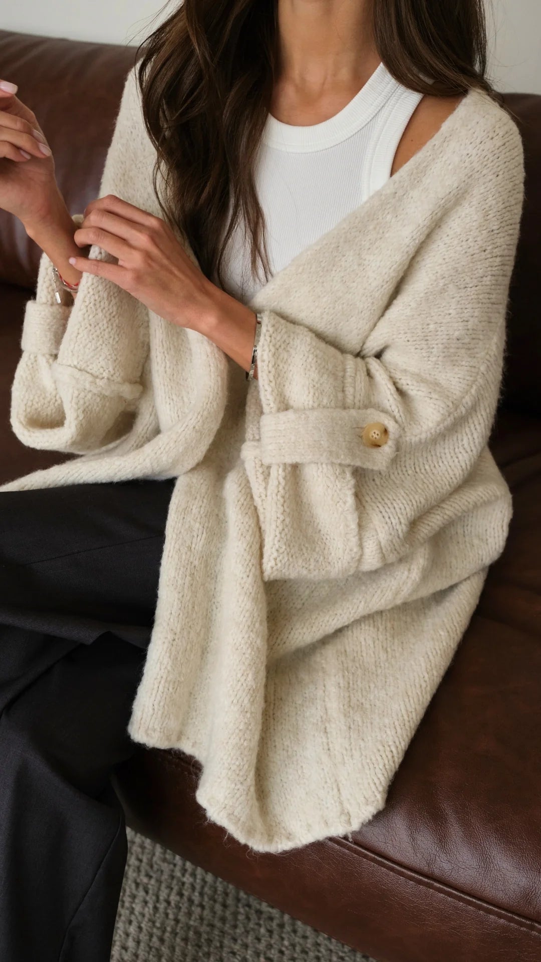 Adria Slouch Cardigan -Cream - by Charli