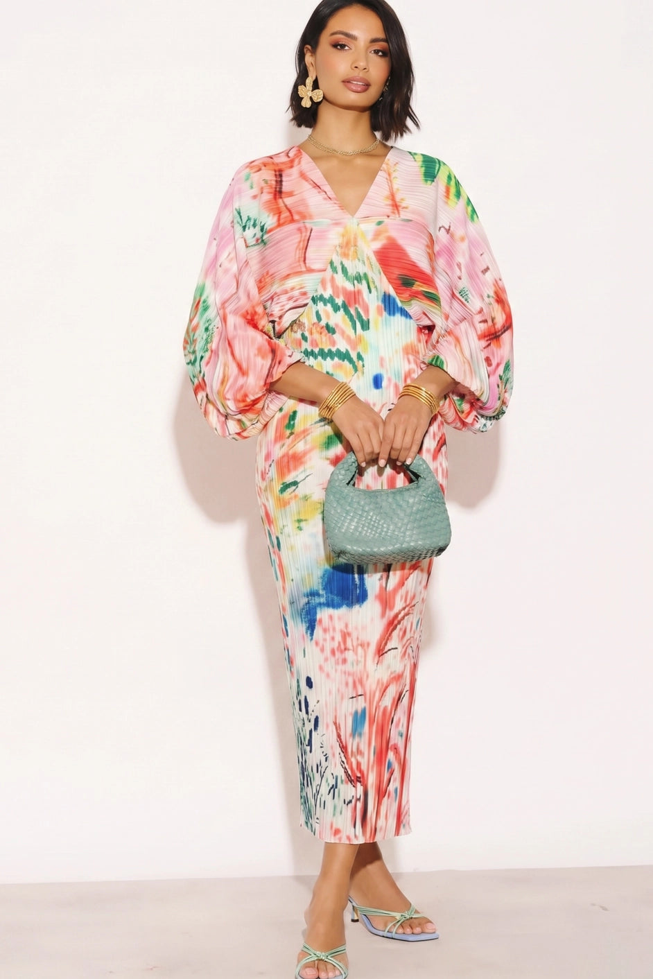 Floral Pleated Midi Dress