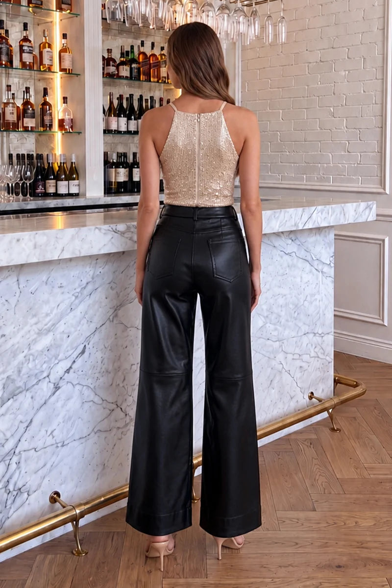 Champagne Sequin High Neck Bodysuit - AX Pairs