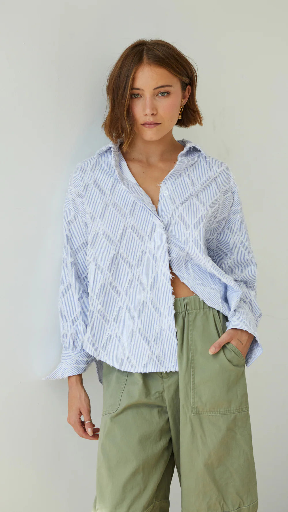 Marlowe Shirt - blue stripe - by Charli