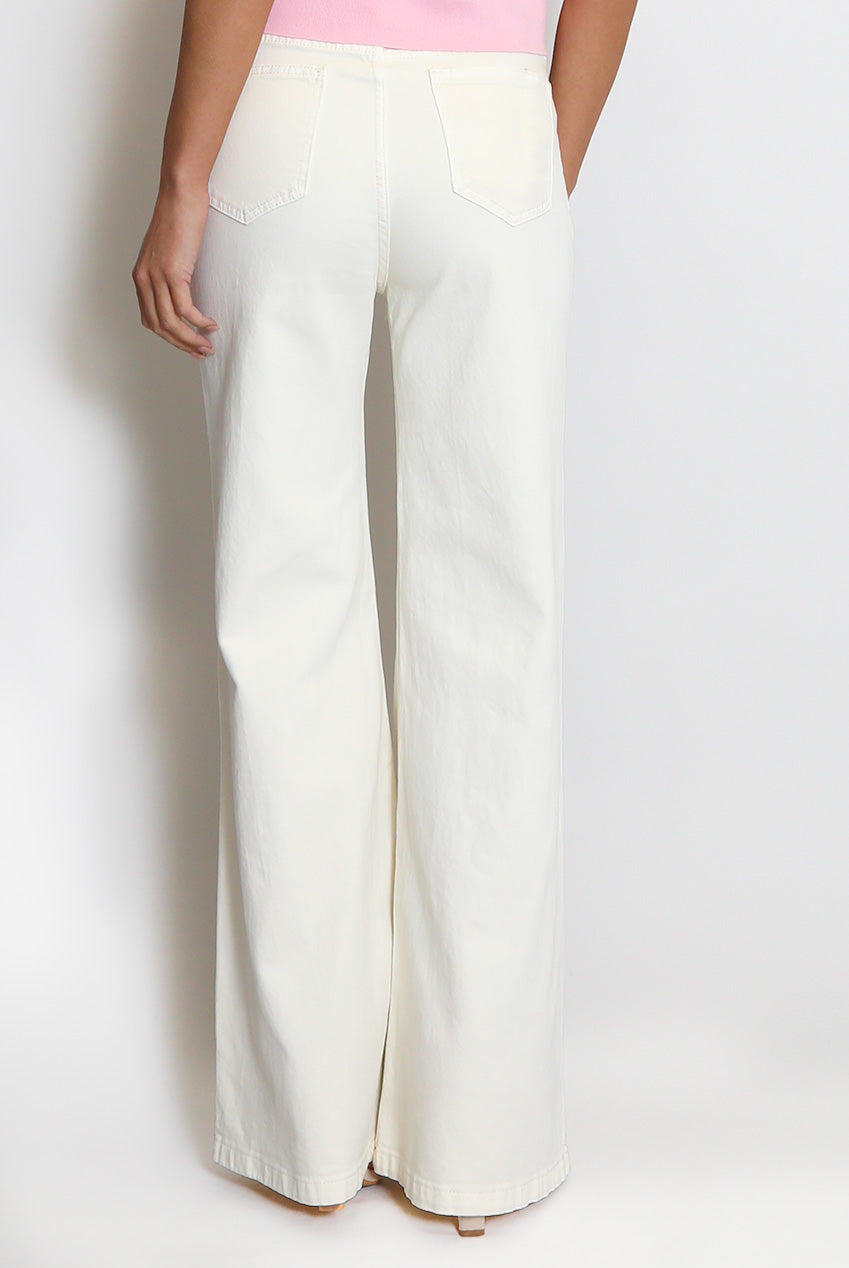High Waisted Flare Jeans - Cream