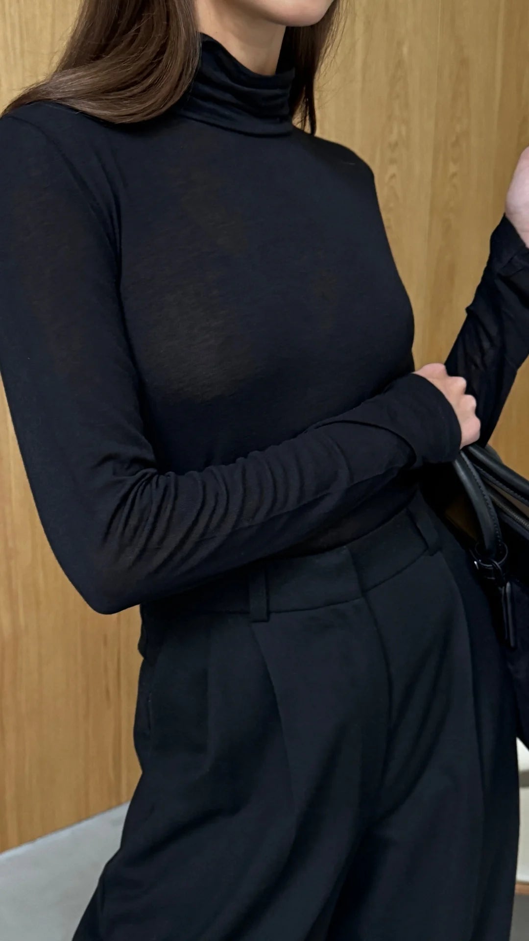 Demi Cashmere Blend Jersey Top - Black
