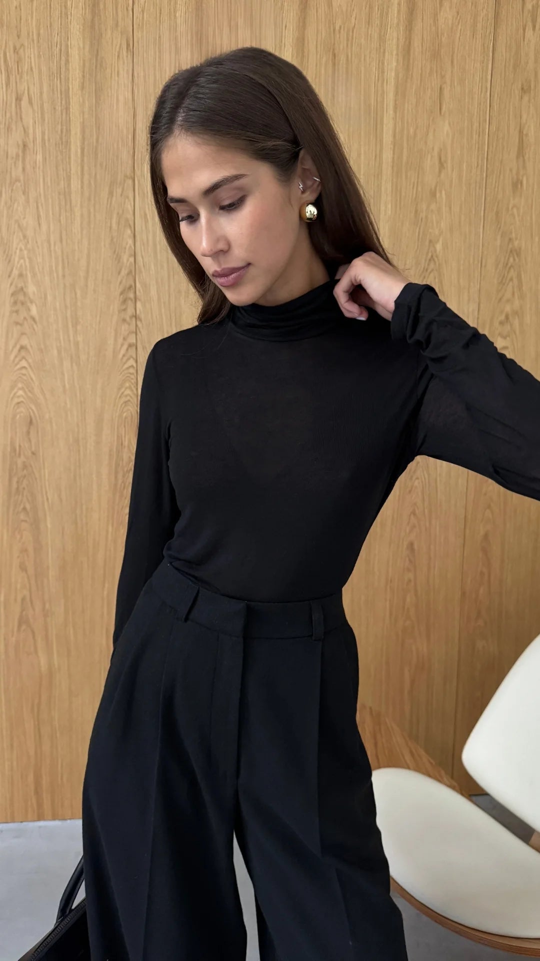 Demi Cashmere Blend Jersey Top - Black