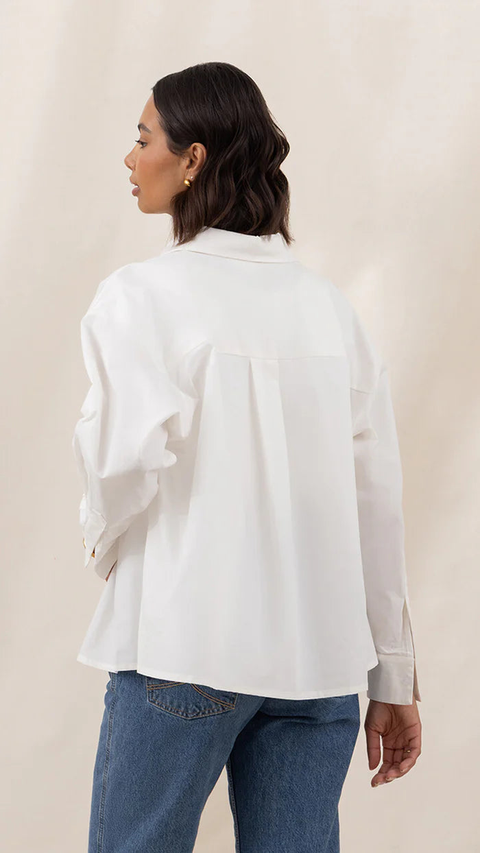 Indie Cotton Shirt - White - by Charli
