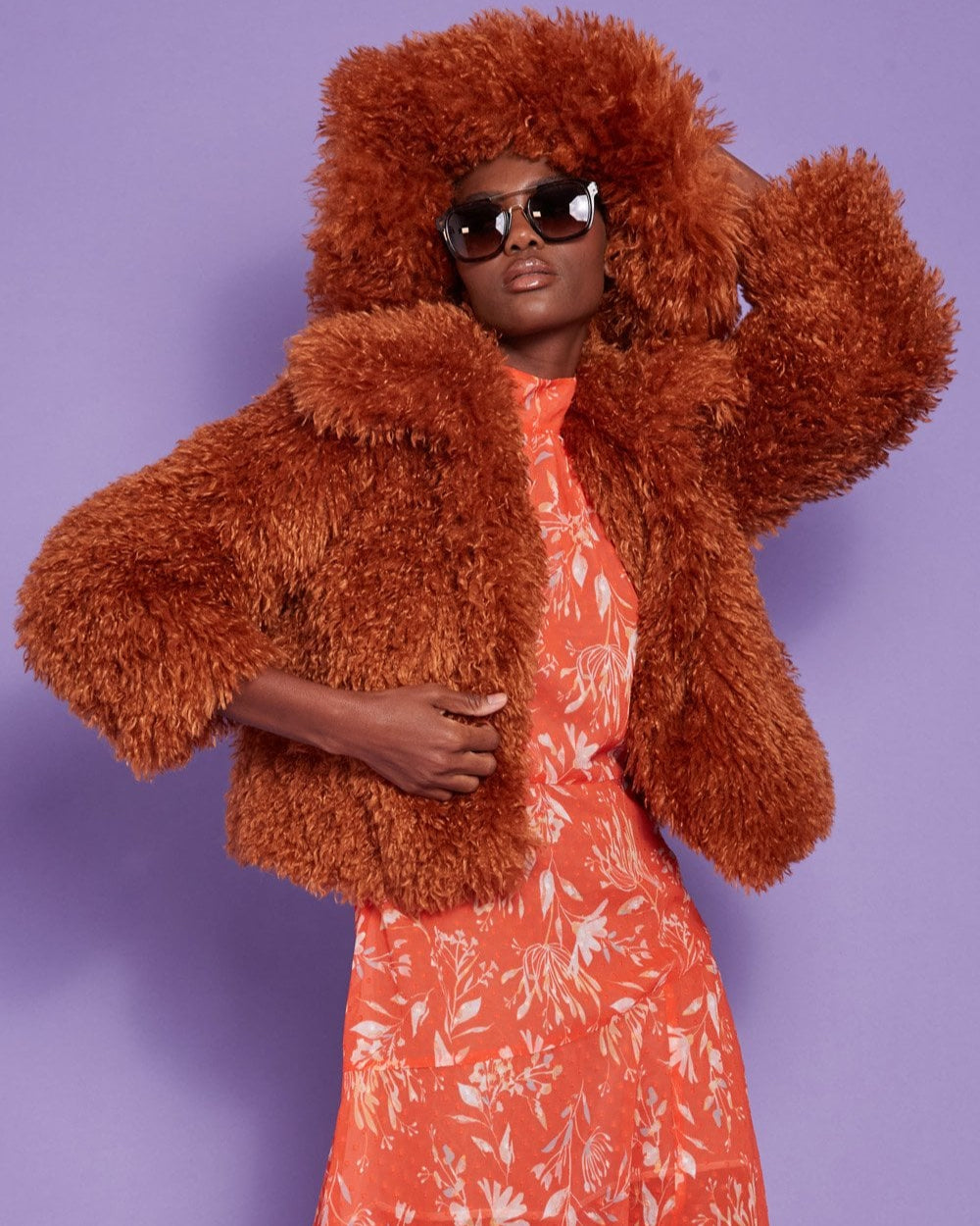 Bamboo Lyocell Knitted Faux Shearling Jacket - by Jayley