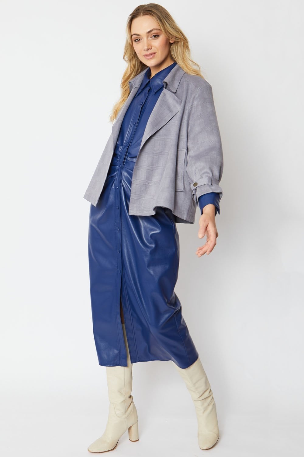 Faux Suede Trench - Grey
