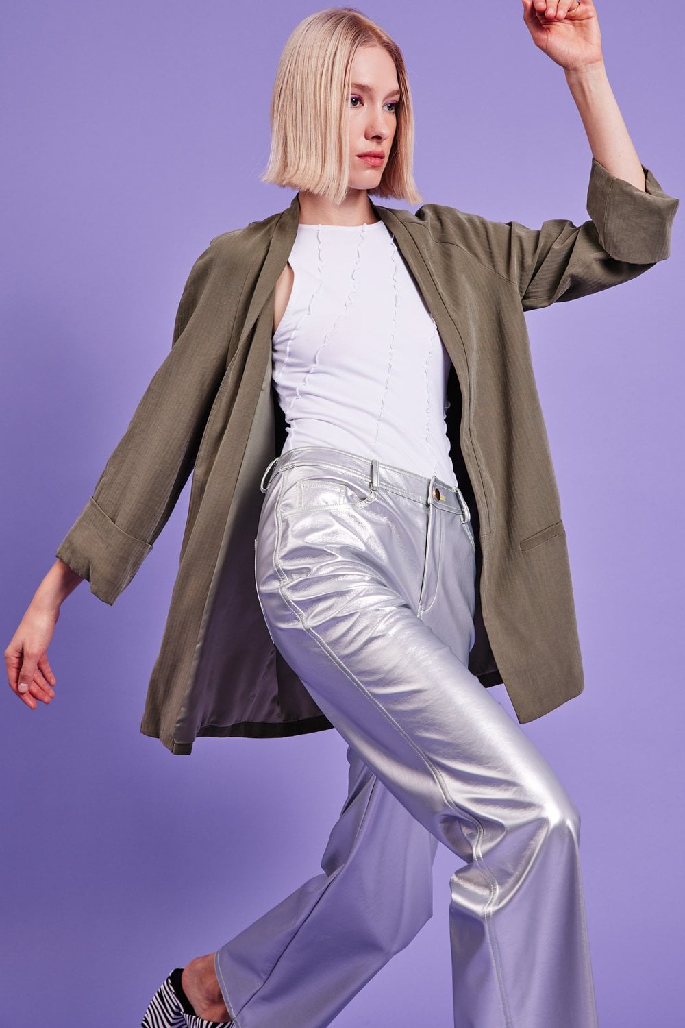 Mocha Silk Blend Kimono Jacket