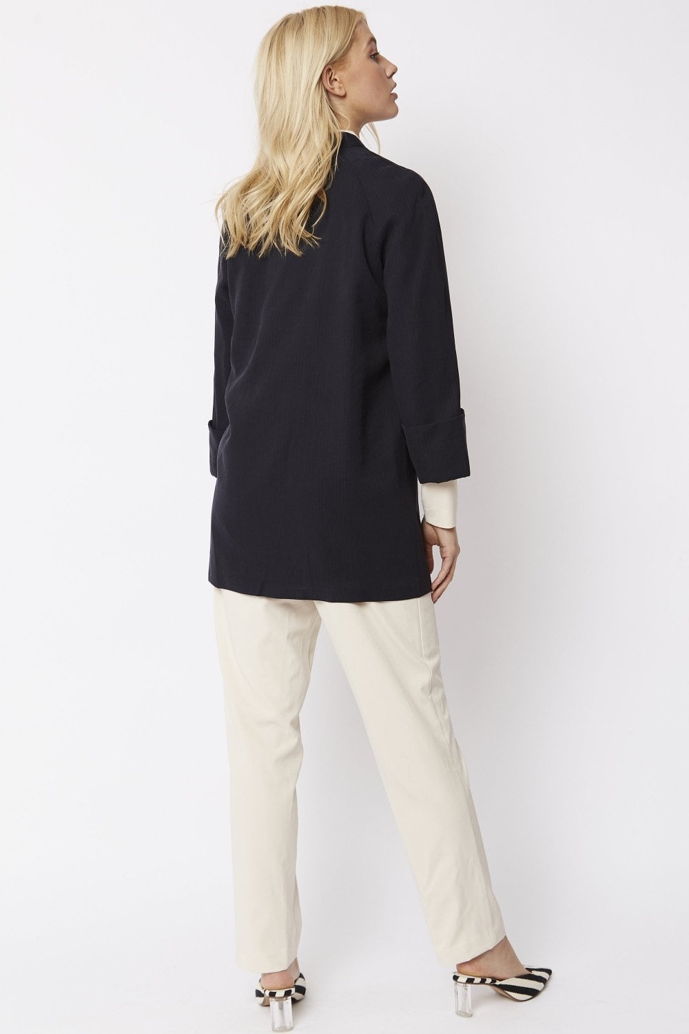 Silk Blend Kimono Jacket - Navy