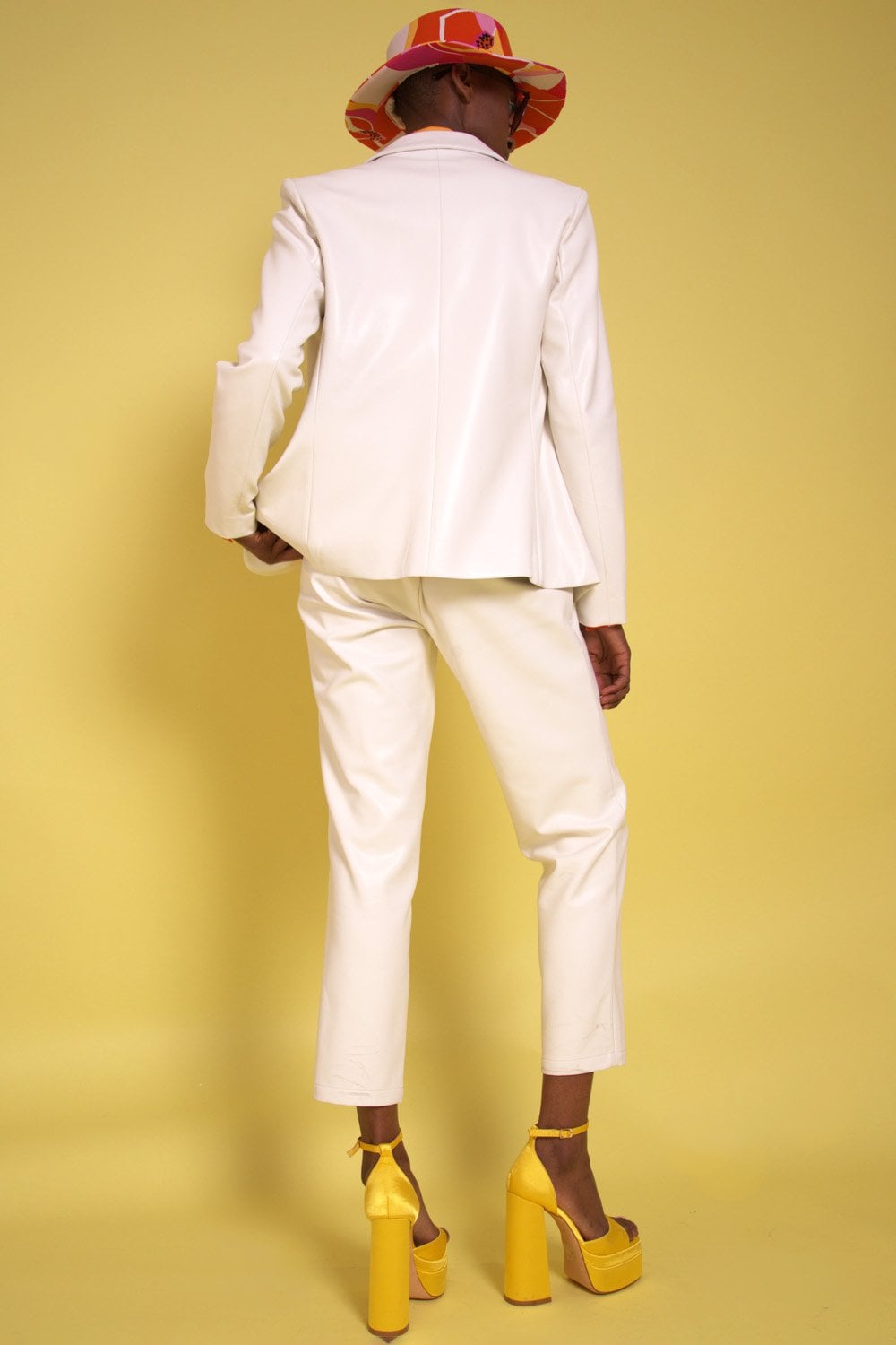 White Faux leather Blazer