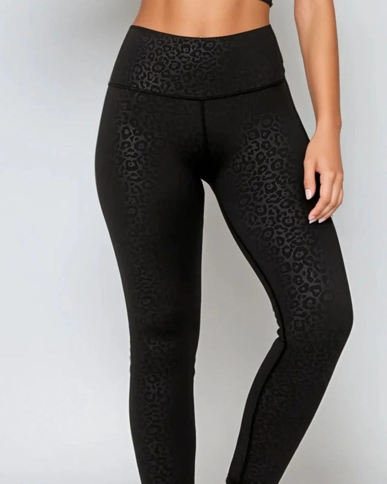 Jet Leopard High Waisted Full Length Legging - Black - by Born Nouli