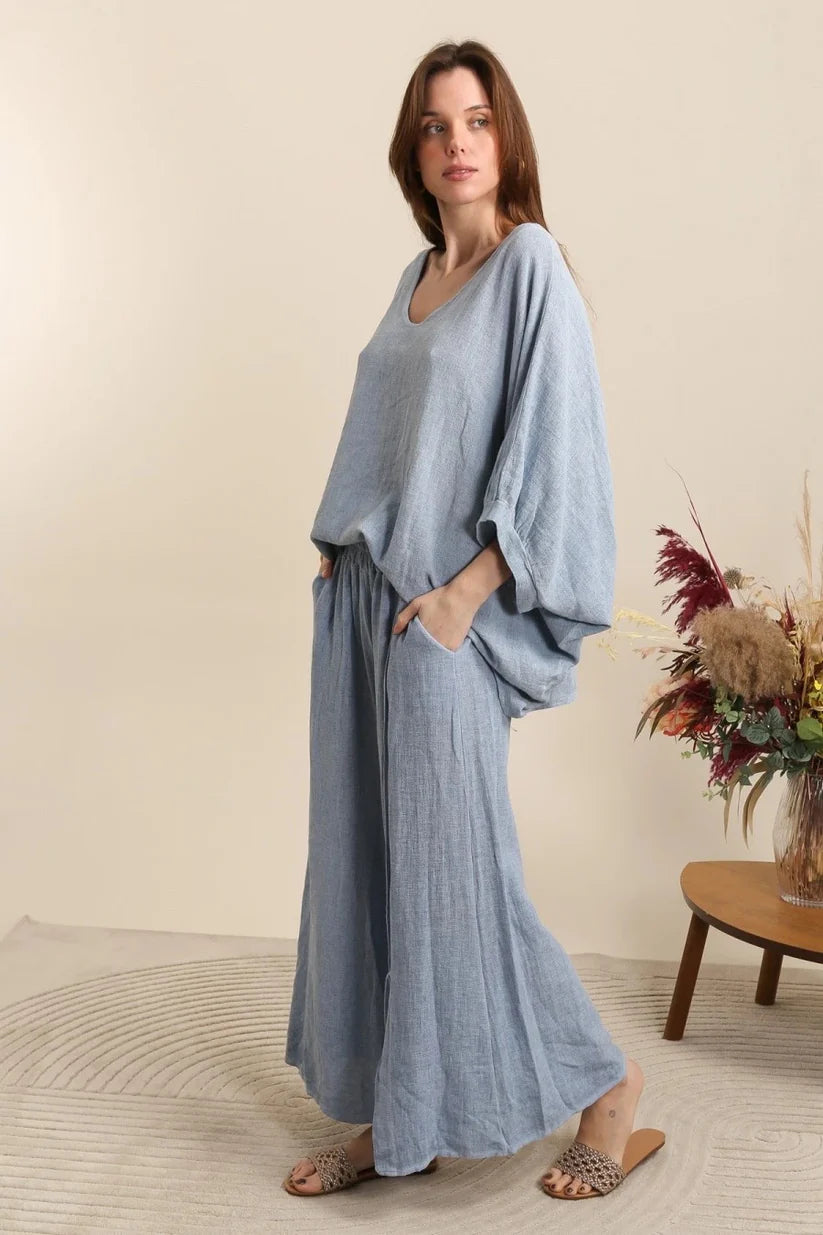 Tia Button Linen Trousers