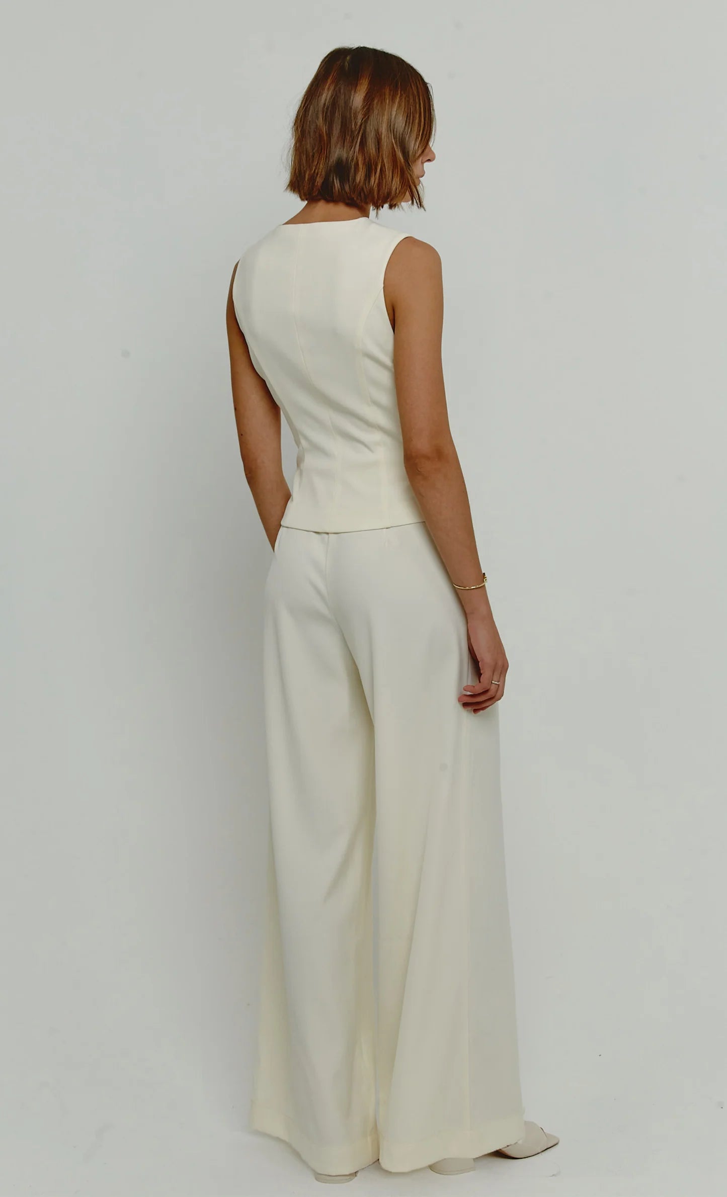 Cream 2 In 1 Waistcoat Jumpsuit - by Rare London