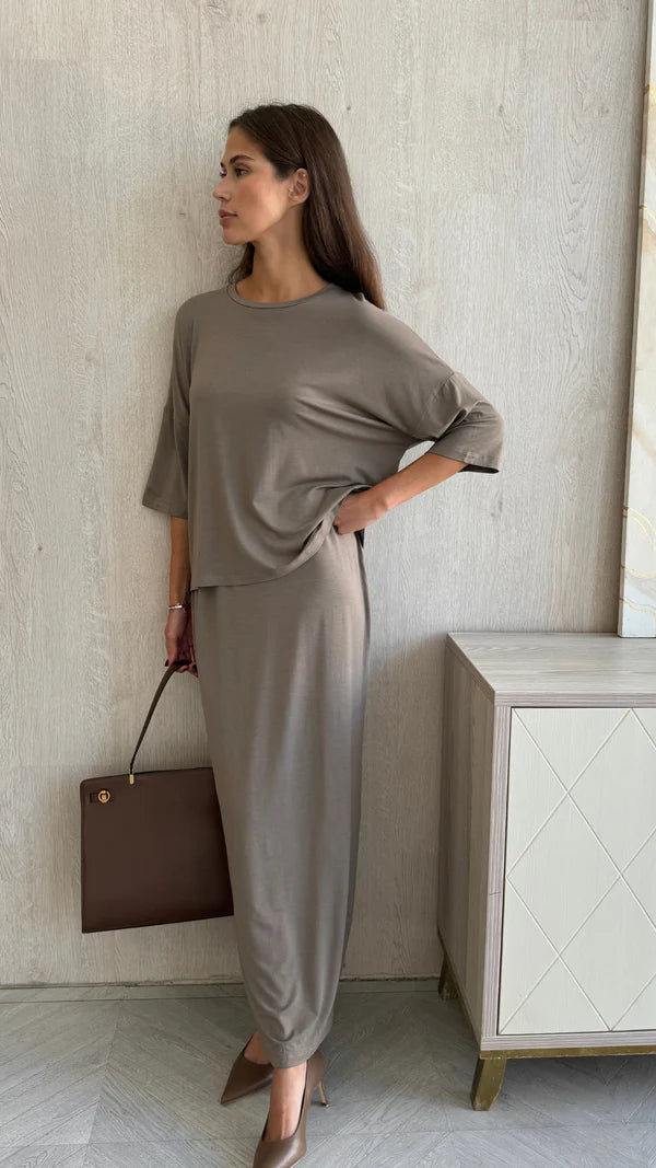 Raya Jersey Top - Taupe