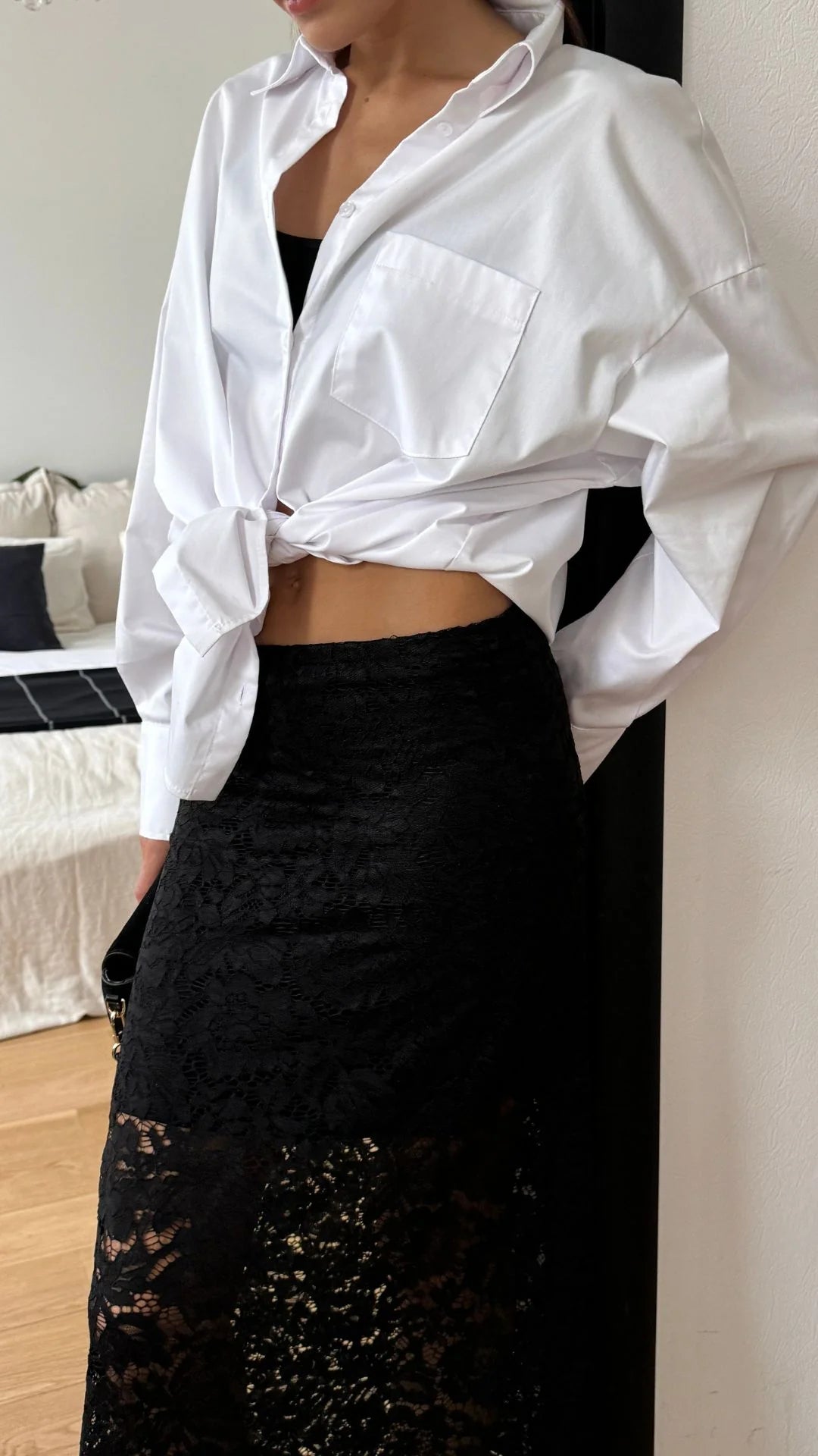 Alba Lace Skirt - Black - by Charli