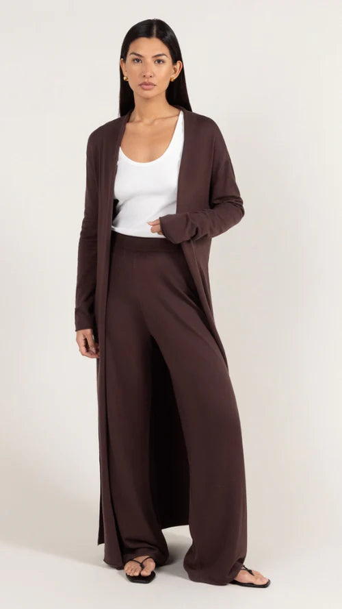 Sofia Knit Trousers - Espresso - by Charli